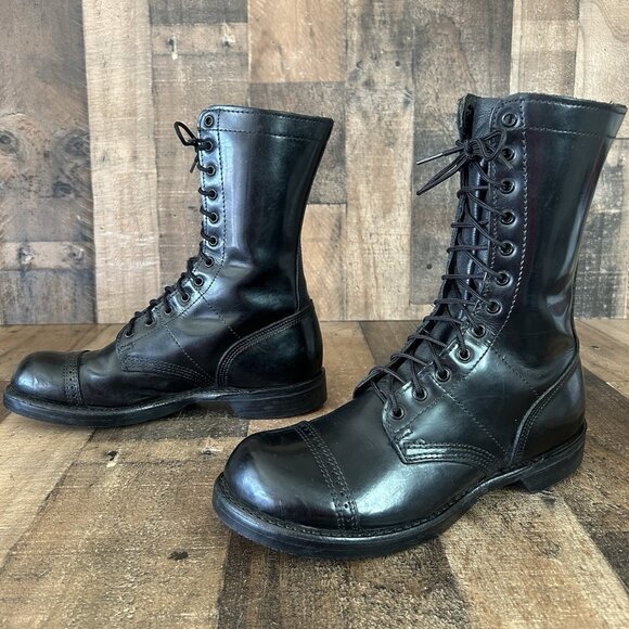 Corcoran 1500 Black Lace Up Jump Boots Mens 8.5 E - Picture 1 of 12